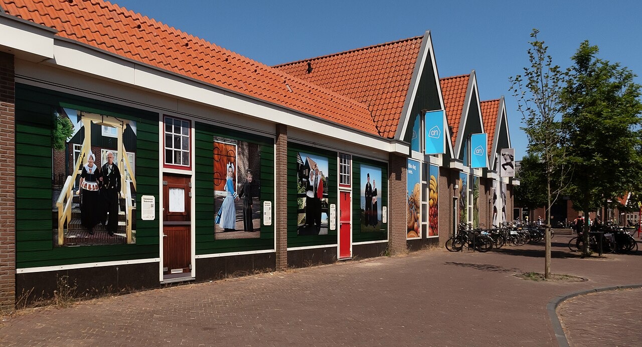 File photo: Exterior of an Albert Heijn supermarket branch in Volendam, the Netherlands. Illustrative context; not a photograph of the reported event.